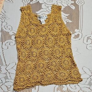 Joseph A Women's Golden Crochet Top With Matching Liner